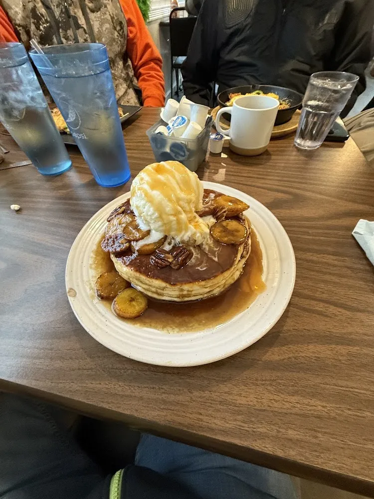 Banana Foster Pancakes with Pecans